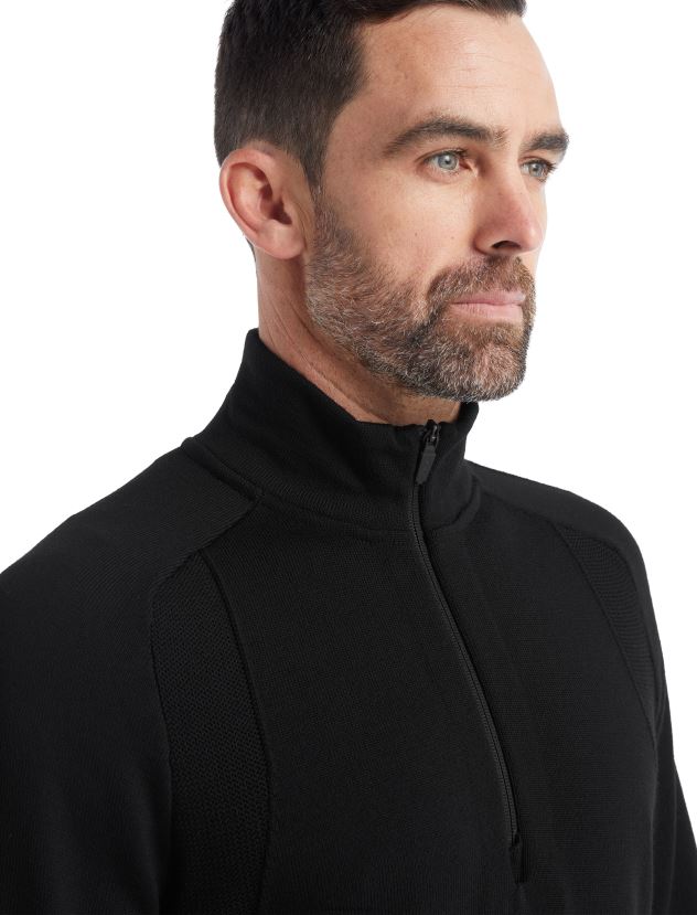 Icebreaker Men ZoneKnit Merino Long Sleeve Half ZipBlack 80BXXP231 Clothing