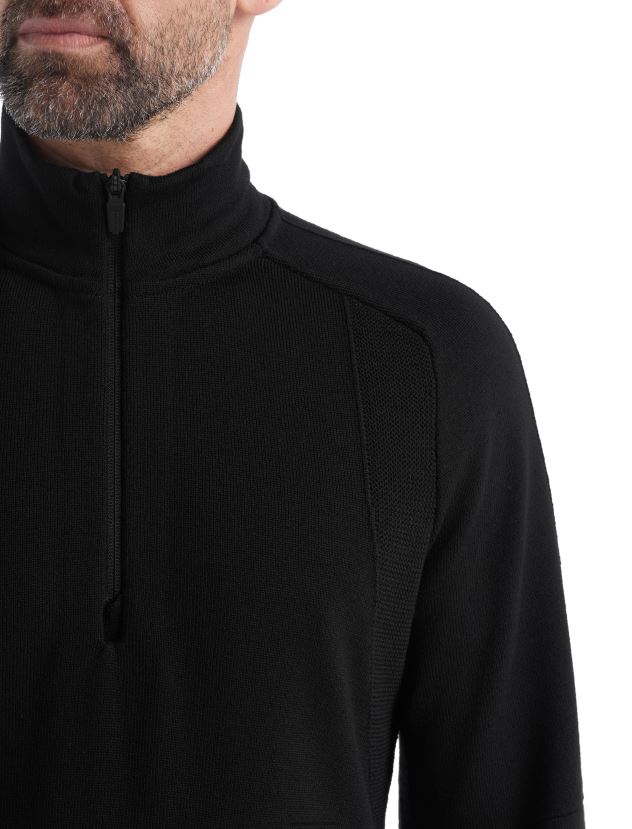 Icebreaker Men ZoneKnit Merino Long Sleeve Half ZipBlack 80BXXP231 Clothing