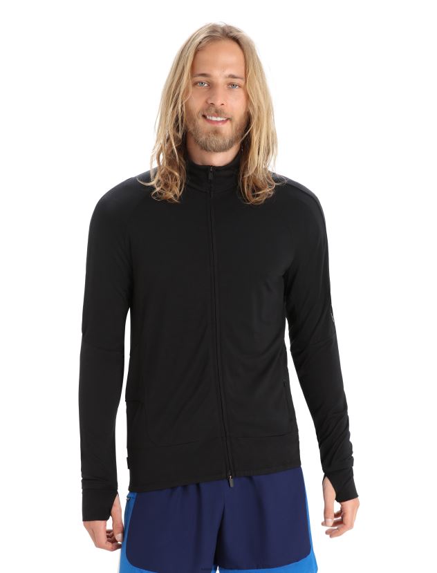 Icebreaker Men ZoneKnit Merino Long Sleeve Zip TopBlack 80BXXP229 Clothing