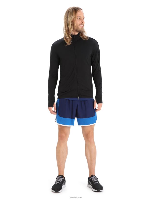 Icebreaker Men ZoneKnit Merino Long Sleeve Zip TopBlack 80BXXP229 Clothing