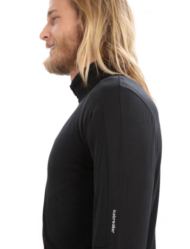 Icebreaker Men ZoneKnit Merino Long Sleeve Zip TopBlack 80BXXP229 Clothing