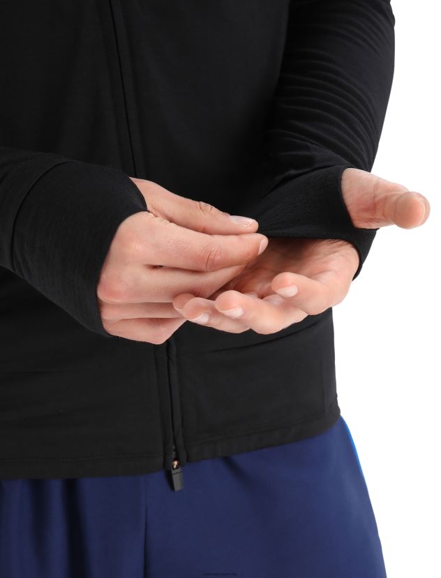 Icebreaker Men ZoneKnit Merino Long Sleeve Zip TopBlack 80BXXP229 Clothing