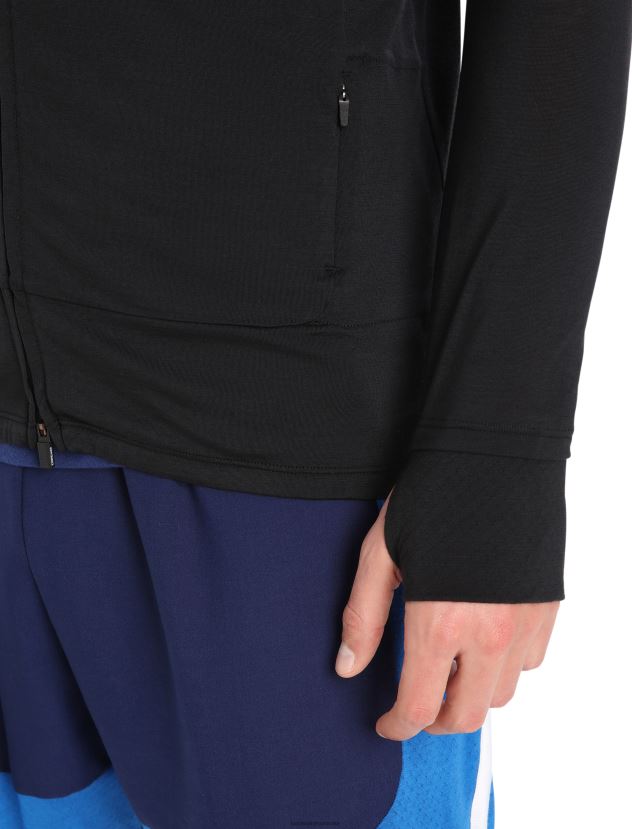 Icebreaker Men ZoneKnit Merino Long Sleeve Zip TopBlack 80BXXP229 Clothing