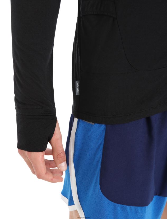 Icebreaker Men ZoneKnit Merino Long Sleeve Zip TopBlack 80BXXP229 Clothing