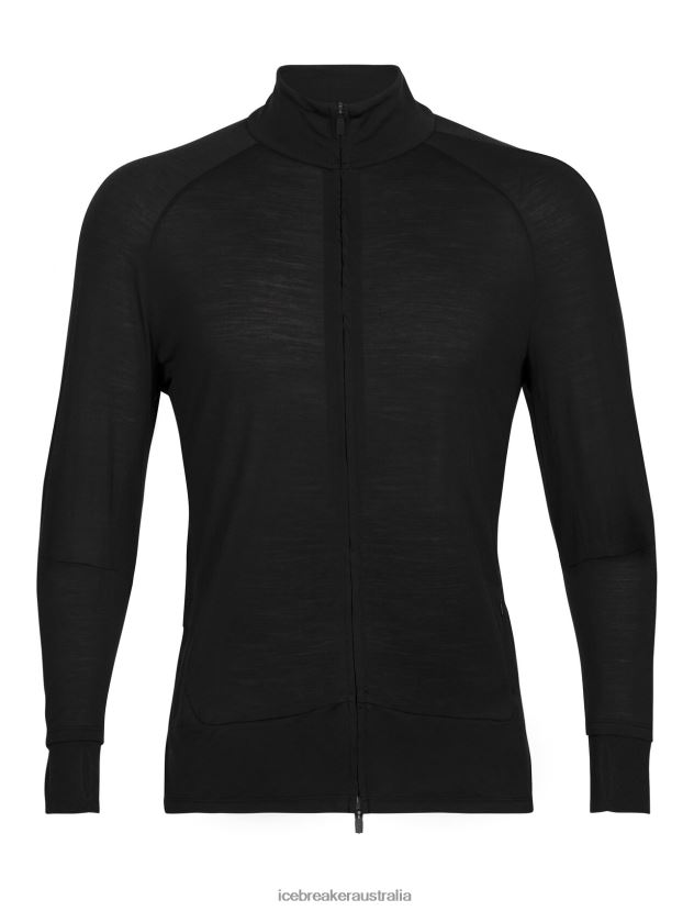 Icebreaker Men ZoneKnit Merino Long Sleeve Zip TopBlack 80BXXP229 Clothing