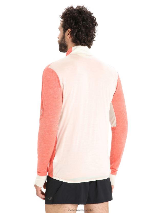 Icebreaker Men ZoneKnit Merino Long Sleeve Zip TopVibrant Earth Heather/Chalk 80BXXP230 Clothing