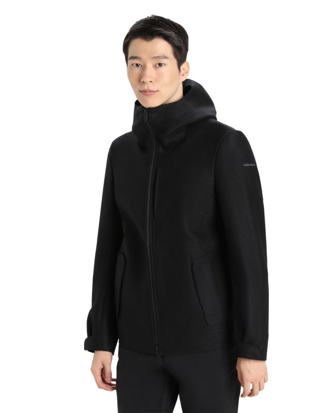 Icebreaker Men Felted Merino Hooded JacketBlack 80BXXP369 Clothing