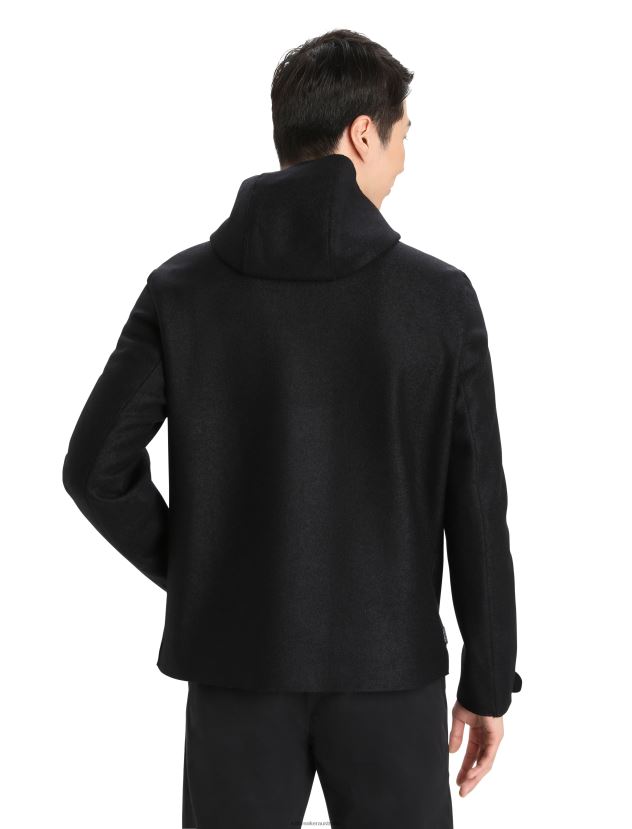 Icebreaker Men Felted Merino Hooded JacketBlack 80BXXP369 Clothing