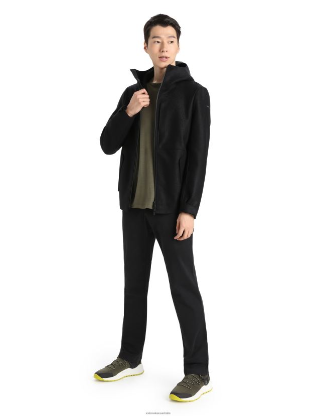 Icebreaker Men Felted Merino Hooded JacketBlack 80BXXP369 Clothing