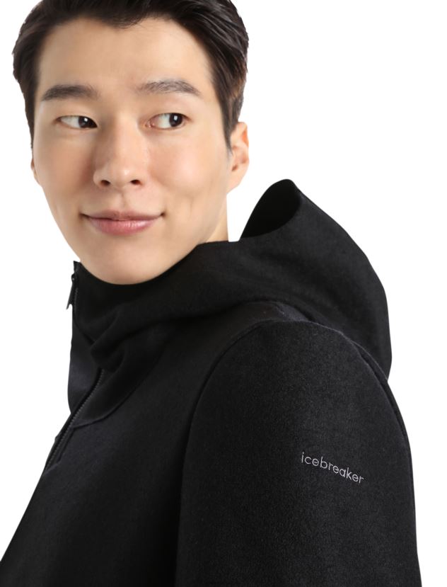 Icebreaker Men Felted Merino Hooded JacketBlack 80BXXP369 Clothing