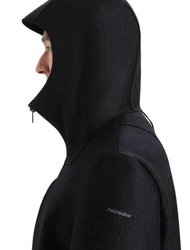 Icebreaker Men Felted Merino Hooded JacketBlack 80BXXP369 Clothing