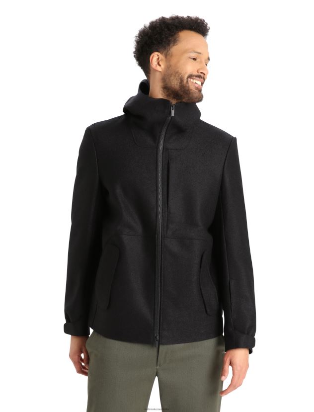 Icebreaker Men Felted Merino Hooded JacketBlack 80BXXP369 Clothing