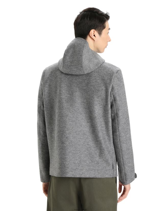 Icebreaker Men Felted Merino Hooded JacketGritstone Heather 80BXXP370 Clothing