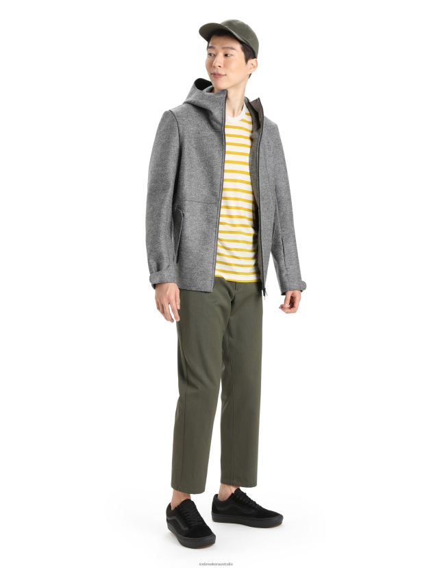 Icebreaker Men Felted Merino Hooded JacketGritstone Heather 80BXXP370 Clothing