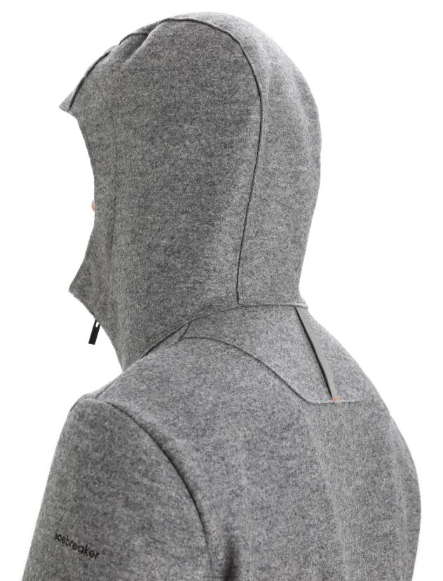 Icebreaker Men Felted Merino Hooded JacketGritstone Heather 80BXXP370 Clothing