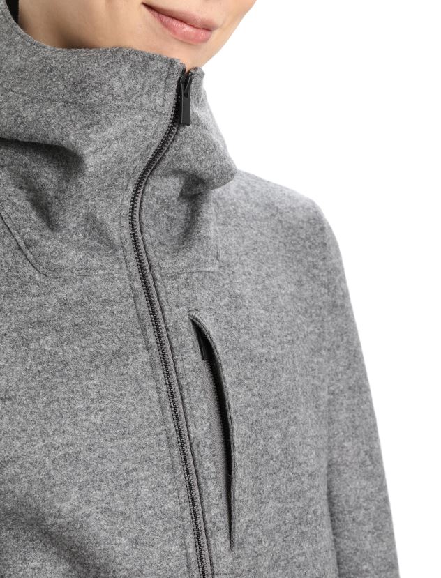 Icebreaker Men Felted Merino Hooded JacketGritstone Heather 80BXXP370 Clothing