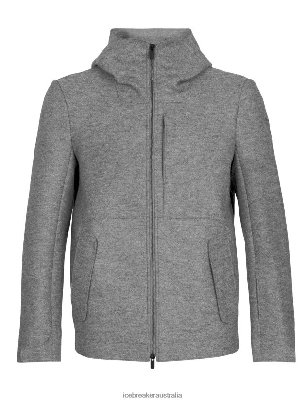 Icebreaker Men Felted Merino Hooded JacketGritstone Heather 80BXXP370 Clothing