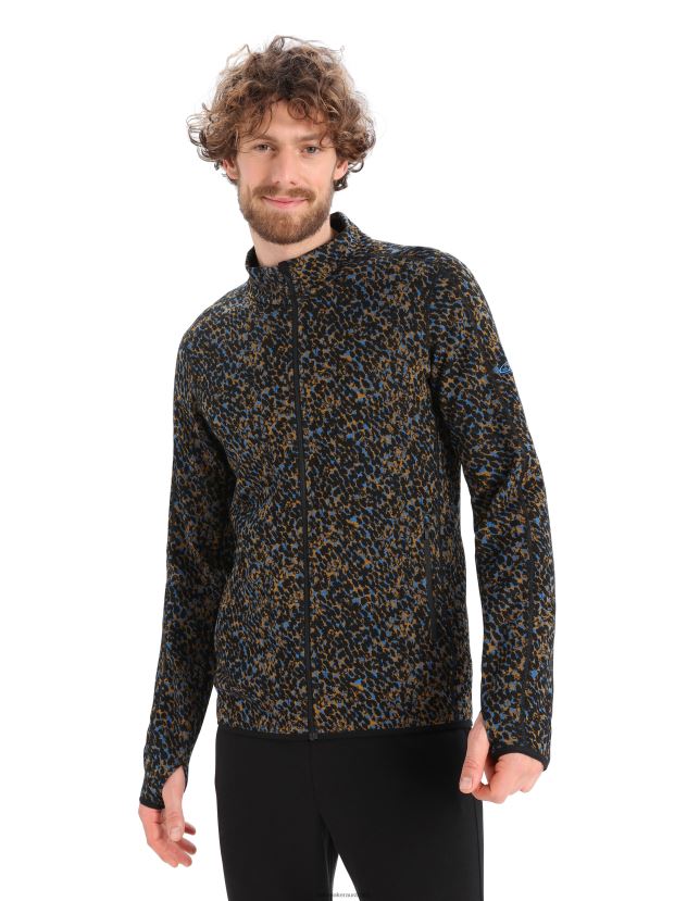 Icebreaker Men Merino Elemental Long Sleeve Zip LichenBlack/Clove 80BXXP402 Clothing