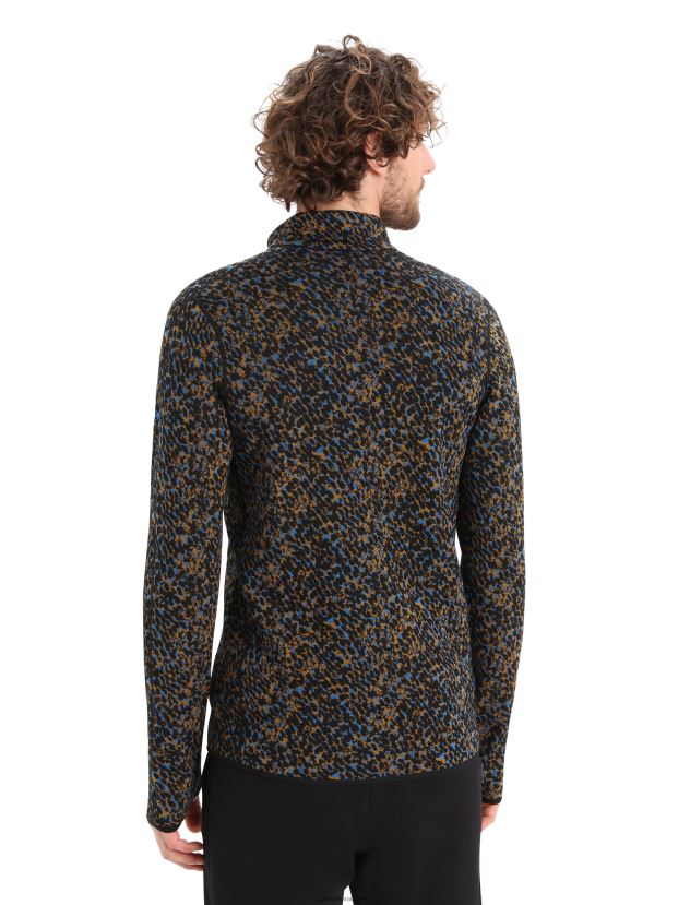 Icebreaker Men Merino Elemental Long Sleeve Zip LichenBlack/Clove 80BXXP402 Clothing