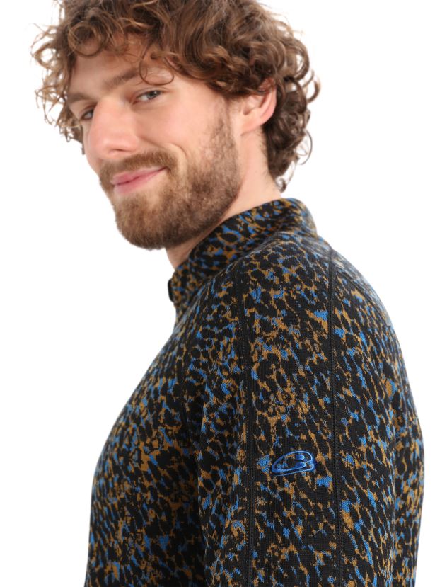 Icebreaker Men Merino Elemental Long Sleeve Zip LichenBlack/Clove 80BXXP402 Clothing