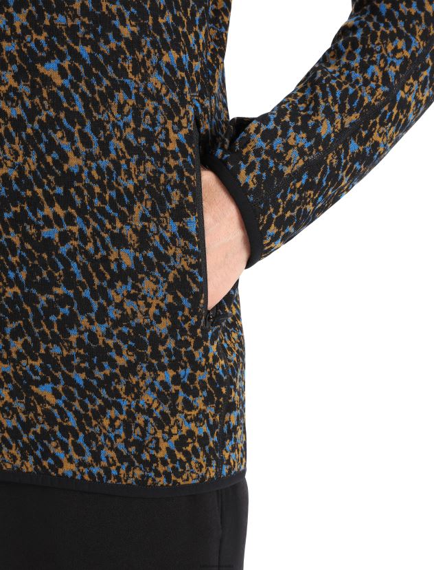 Icebreaker Men Merino Elemental Long Sleeve Zip LichenBlack/Clove 80BXXP402 Clothing