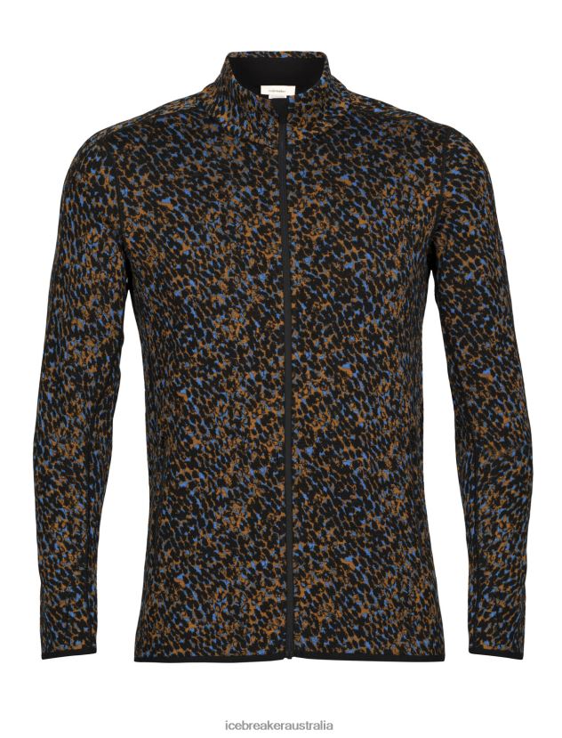 Icebreaker Men Merino Elemental Long Sleeve Zip LichenBlack/Clove 80BXXP402 Clothing