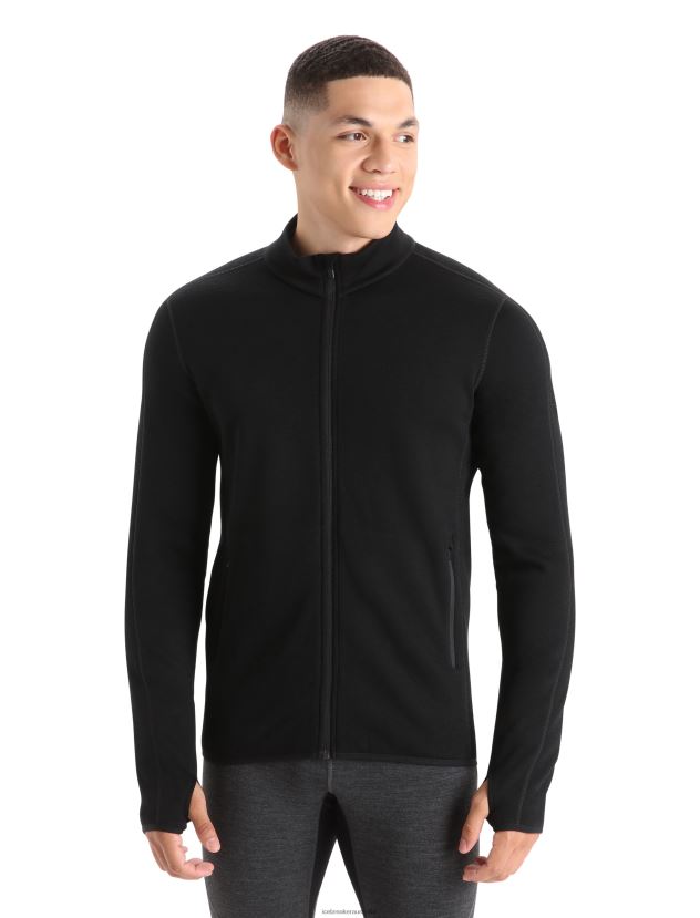Icebreaker Men RealFleece Merino Elemental Long Sleeve Zip JacketBlack 80BXXP422 Clothing