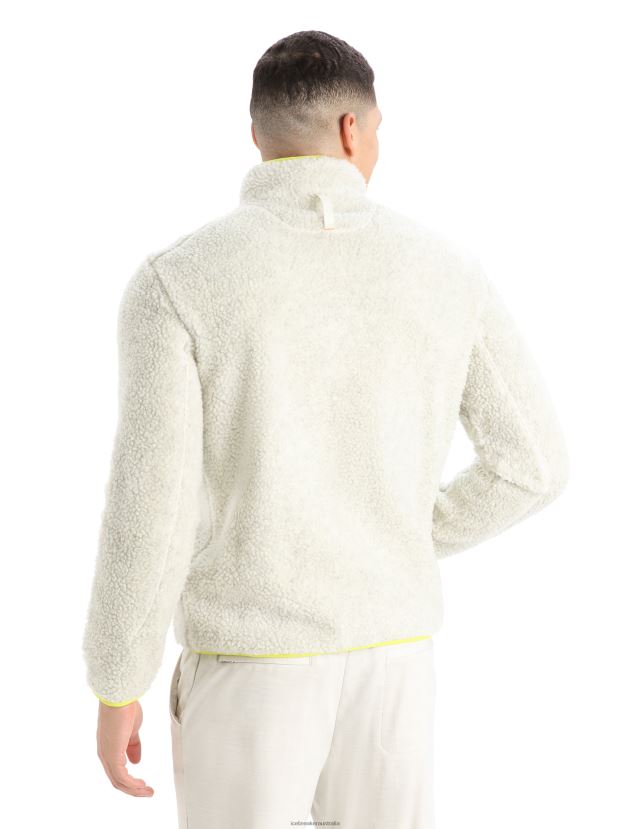 Icebreaker Men RealFleece Merino High Pile Long Sleeve Half Zip JacketEcru Heather/Shine 80BXXP371 Clothing