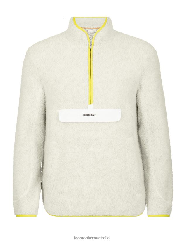 Icebreaker Men RealFleece Merino High Pile Long Sleeve Half Zip JacketEcru Heather/Shine 80BXXP371 Clothing