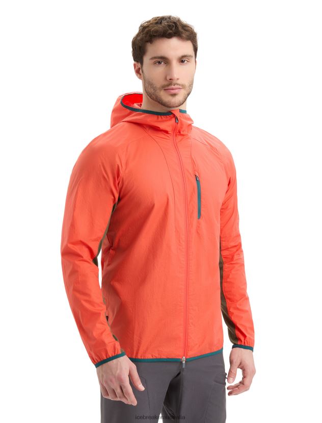 Icebreaker Men Shell+ Merino Cotton WindbreakerVibrant Earth/Loden 80BXXP238 Clothing