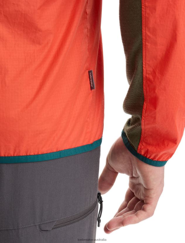 Icebreaker Men Shell+ Merino Cotton WindbreakerVibrant Earth/Loden 80BXXP238 Clothing