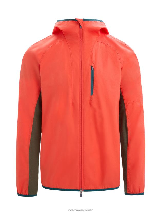 Icebreaker Men Shell+ Merino Cotton WindbreakerVibrant Earth/Loden 80BXXP238 Clothing