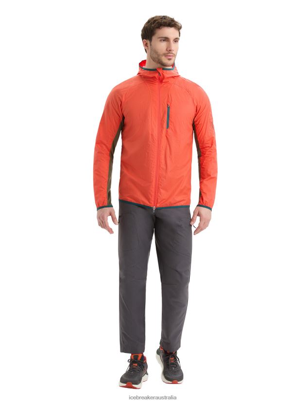 Icebreaker Men Shell+ Merino Cotton WindbreakerVibrant Earth/Loden 80BXXP238 Clothing