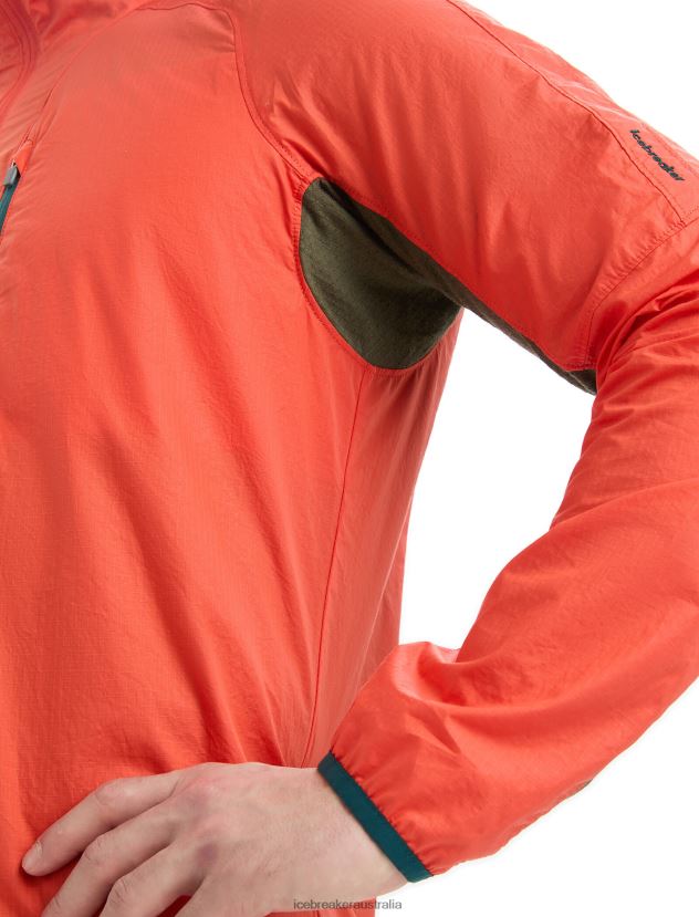 Icebreaker Men Shell+ Merino Cotton WindbreakerVibrant Earth/Loden 80BXXP238 Clothing