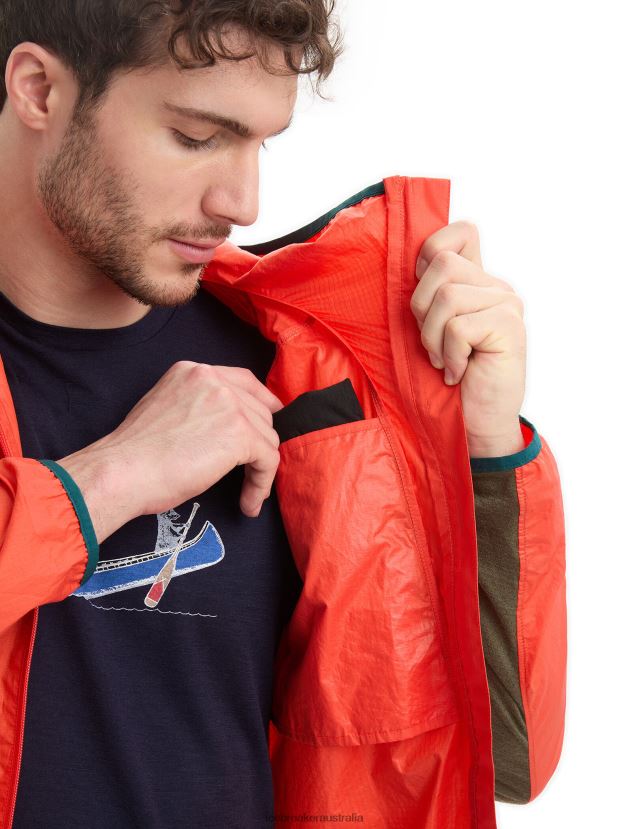 Icebreaker Men Shell+ Merino Cotton WindbreakerVibrant Earth/Loden 80BXXP238 Clothing