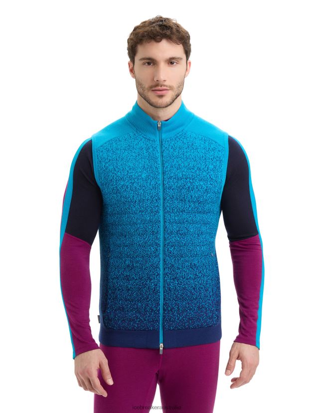 Icebreaker Men ZoneKnit Merino Insulated Vest Into the DeepGeo Blue/Royal Navy 80BXXP240 Clothing