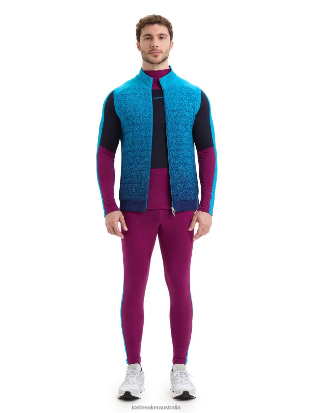 Icebreaker Men ZoneKnit Merino Insulated Vest Into the DeepGeo Blue/Royal Navy 80BXXP240 Clothing