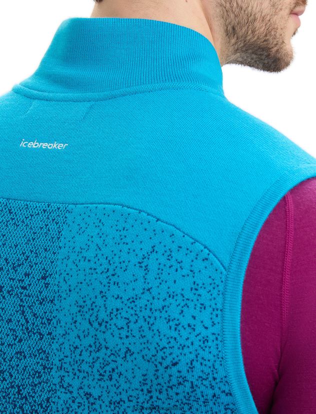 Icebreaker Men ZoneKnit Merino Insulated Vest Into the DeepGeo Blue/Royal Navy 80BXXP240 Clothing