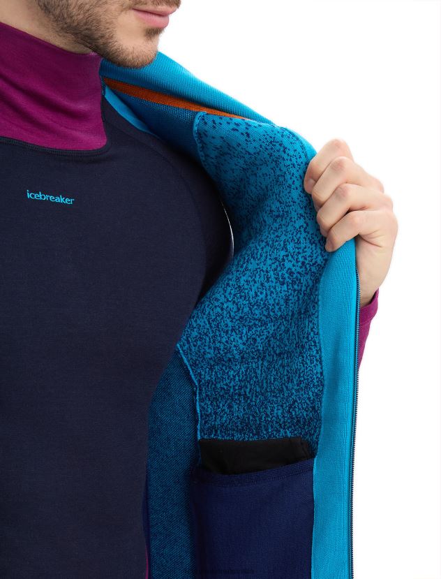Icebreaker Men ZoneKnit Merino Insulated Vest Into the DeepGeo Blue/Royal Navy 80BXXP240 Clothing