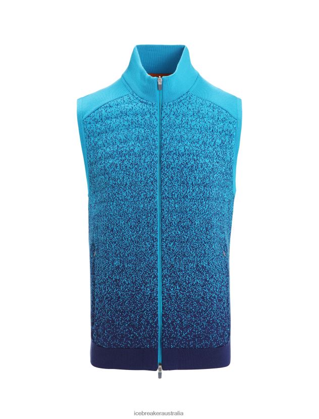 Icebreaker Men ZoneKnit Merino Insulated Vest Into the DeepGeo Blue/Royal Navy 80BXXP240 Clothing