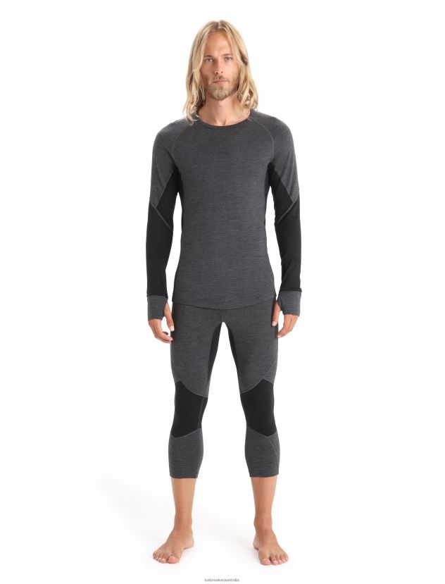 Icebreaker Men BodyfitZone Merino 260 Zone 3/4 Thermal LeggingsJet Heather/Black 80BXXP443 Clothing