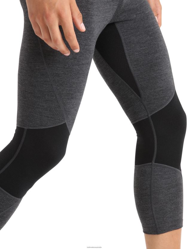 Icebreaker Men BodyfitZone Merino 260 Zone 3/4 Thermal LeggingsJet Heather/Black 80BXXP443 Clothing