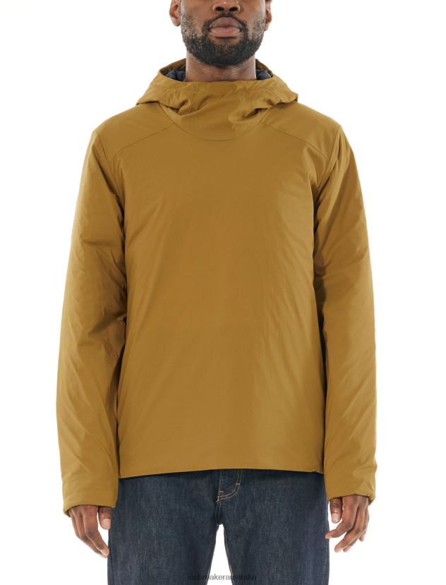 Icebreaker Men MerinoLoft Westerly Long Sleeve Hooded Pullover TopCurry 80BXXP497 Clothing