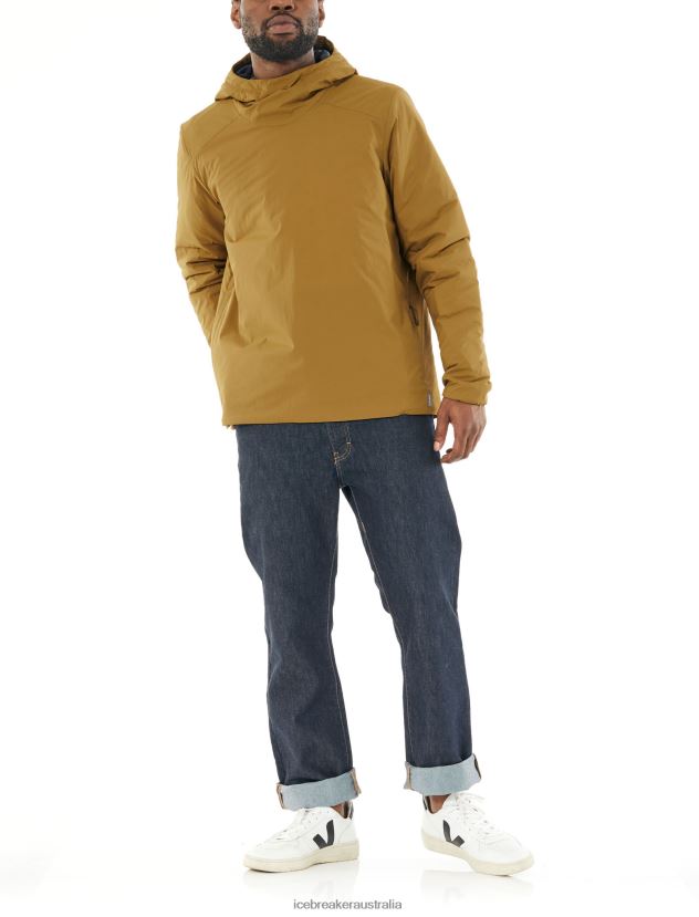Icebreaker Men MerinoLoft Westerly Long Sleeve Hooded Pullover TopCurry 80BXXP497 Clothing