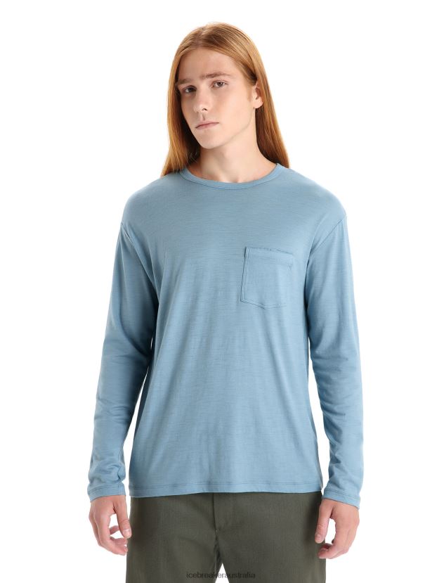 Icebreaker Men Merino Granary Long Sleeve Pocket T-ShirtAstral Blue 80BXXP199 Clothing