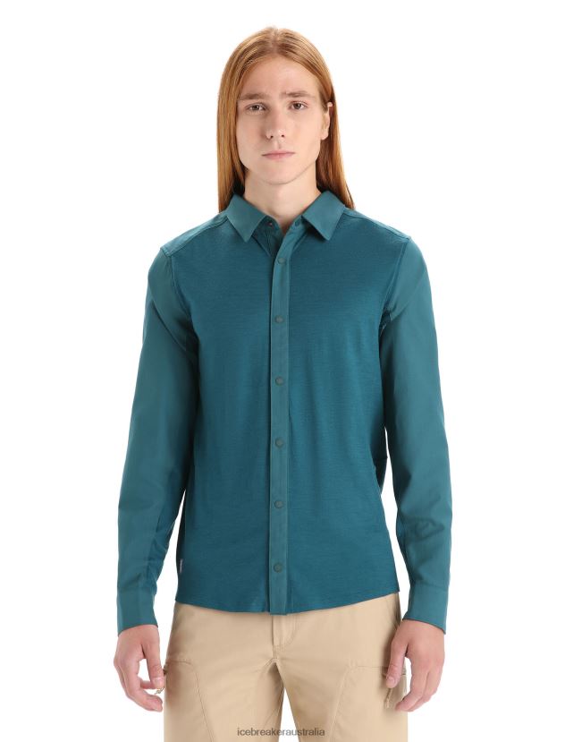 Icebreaker Men Merino Hike Long Sleeve TopGreen Glory 80BXXP190 Clothing