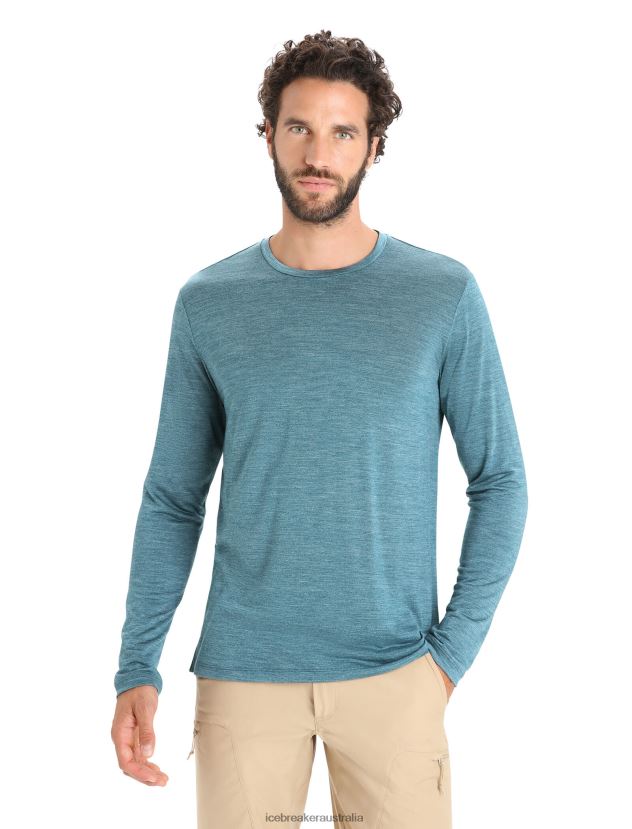 Icebreaker Men Merino Sphere II Long Sleeve T-ShirtGreen Glory Heather 80BXXP188 Clothing