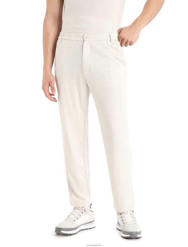 Icebreaker Men MerinoFine Interlock PantsEcru Heather 80BXXP423 Clothing