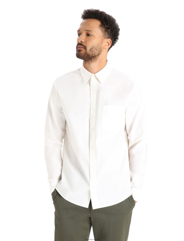 Icebreaker Men Merino Berlin Long Sleeve ShirtSnow 80BXXP373 Clothing
