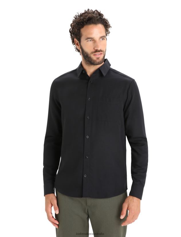 Icebreaker Men Merino Steveston Long Sleeve ShirtBlack 80BXXP194 Clothing